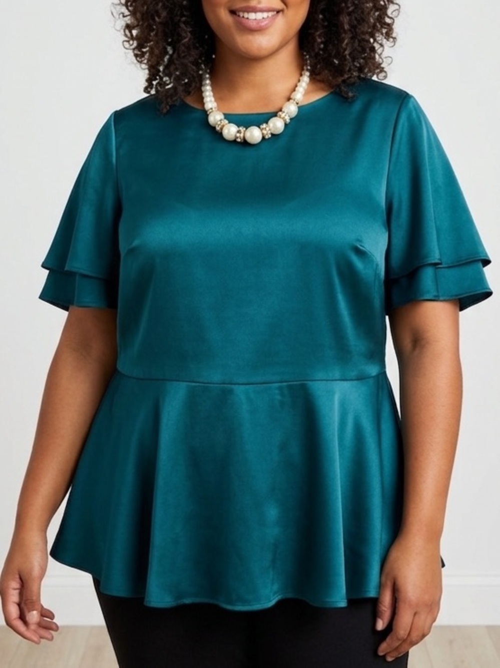TORRID Deep Green Satin Finish Peplum Style Blouse Plus size 0X